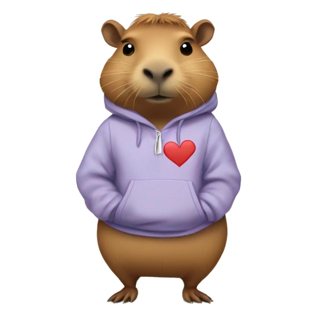 Capybara with a hoodie on that says I love my bestie  sticker