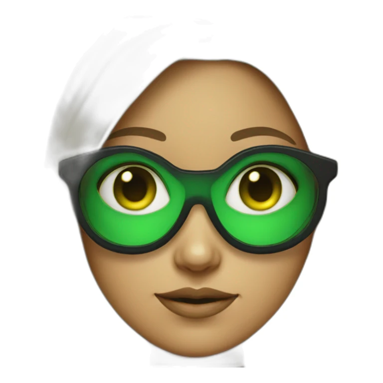 Shaten Girl with green-black alien glasses sticker