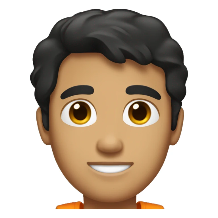 Wearing orange and black shorts, with black hair and brown eyes. sticker