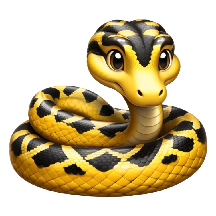 cinematic-cute-anaconda-portrait-emoji,-head-tilted-playfully-and-inquisitively,-with-a-sleek,-shimmering-body-adorned-with-detailed-scale-sriped patterns-and-round,-sparkling-eyes-full-of-wonder,-simplified-yet-irresistibly-adorable-features sticker