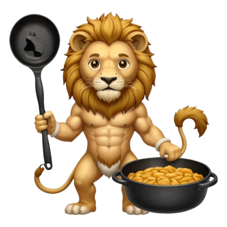 Lion holding cast iron skillet sticker
