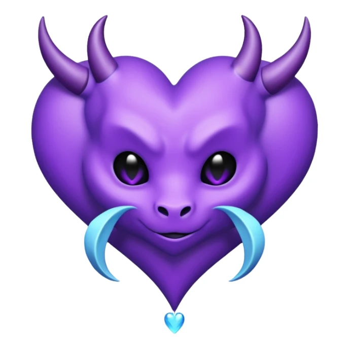 O inima mov,cu trecere spre albastru deschis si coada de drac! sticker