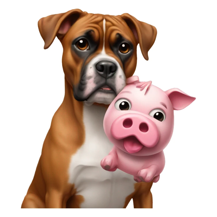 boxer dog with toy pig sticker
