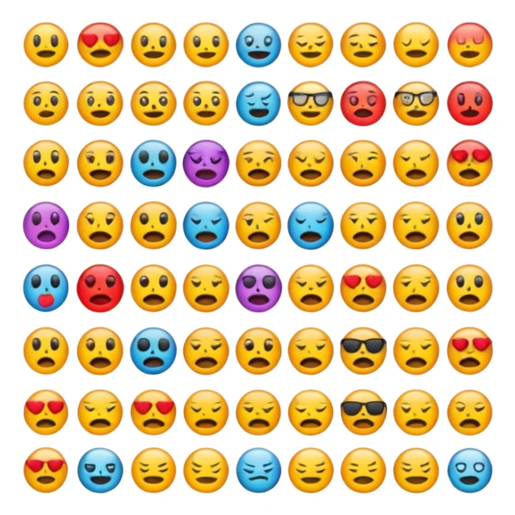 large emoji list but they are purposely screwed up sticker