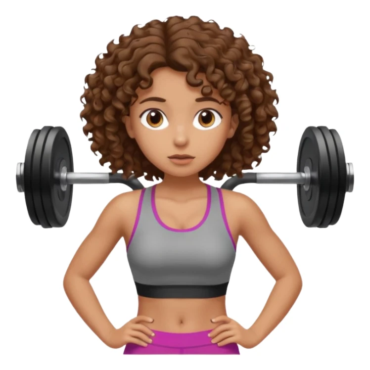 worried face, curly hair girl, gym sticker