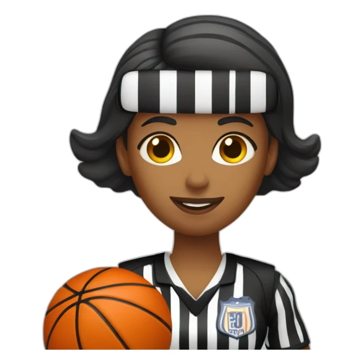 female basketball referee with Basket ball in hand sticker