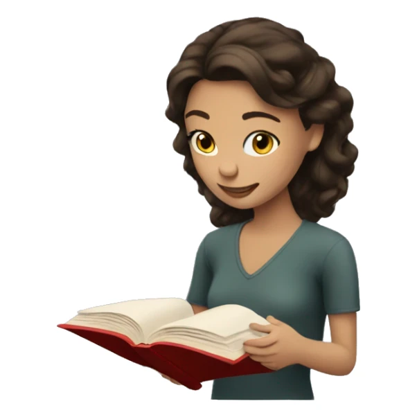 brunette reading book sticker