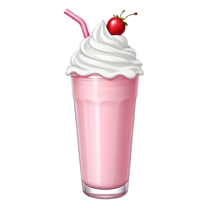 strawberry milkshake with whipped cream and cherry on top sticker