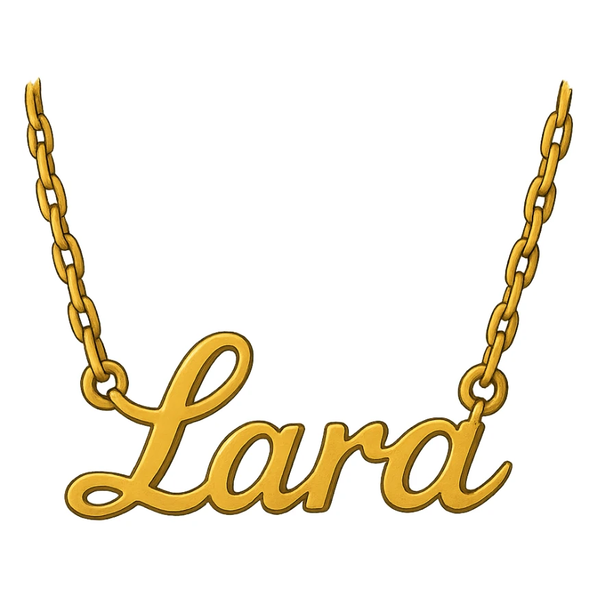 elegant necklace in ghibli style with the text 'Lara' sticker