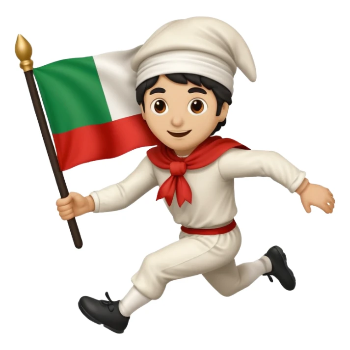 pulcinella con bandiera italiana che corre sticker