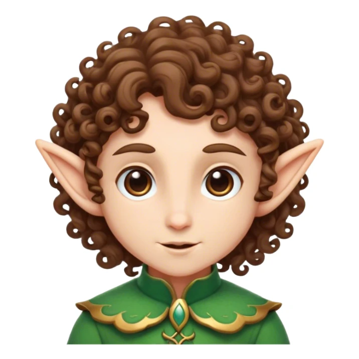 an elf with curly brown hair sticker
