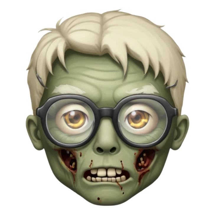 Zombie with big glasses more visible glasses, some difference between zombie and glasses, half body sticker