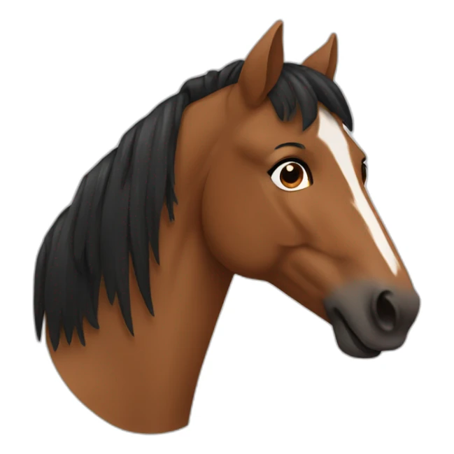 Brown horse with black hairs From the front sticker