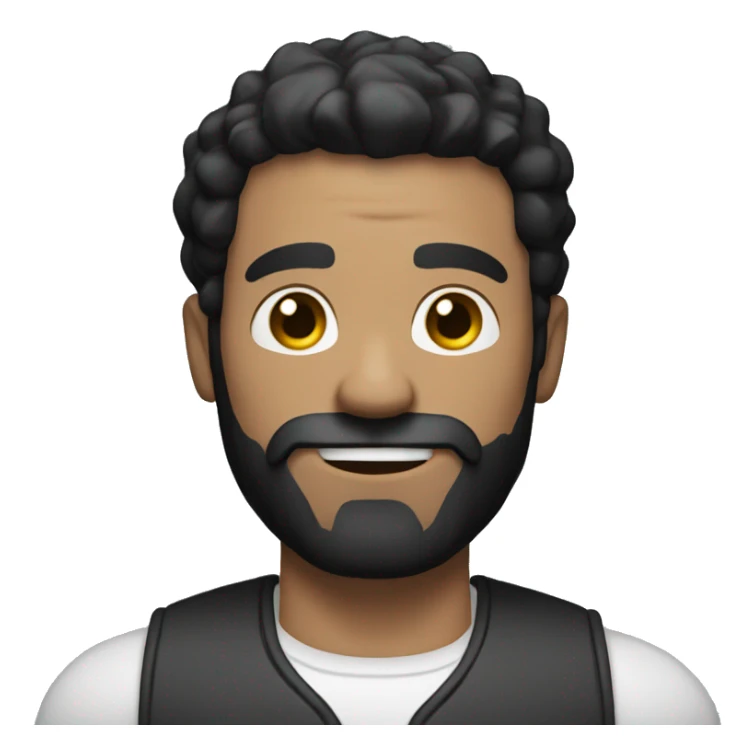 White Man with black hair and trimmed beard holding a Dumbell sticker