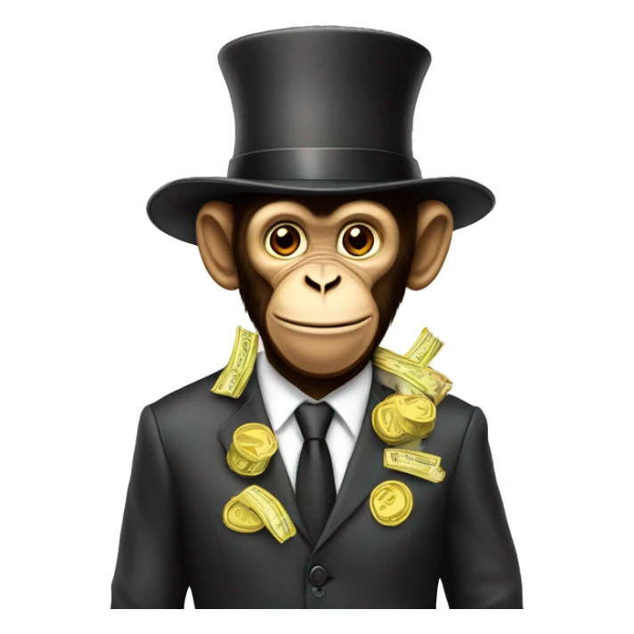 businessman monkeywith money and fotr hat sticker