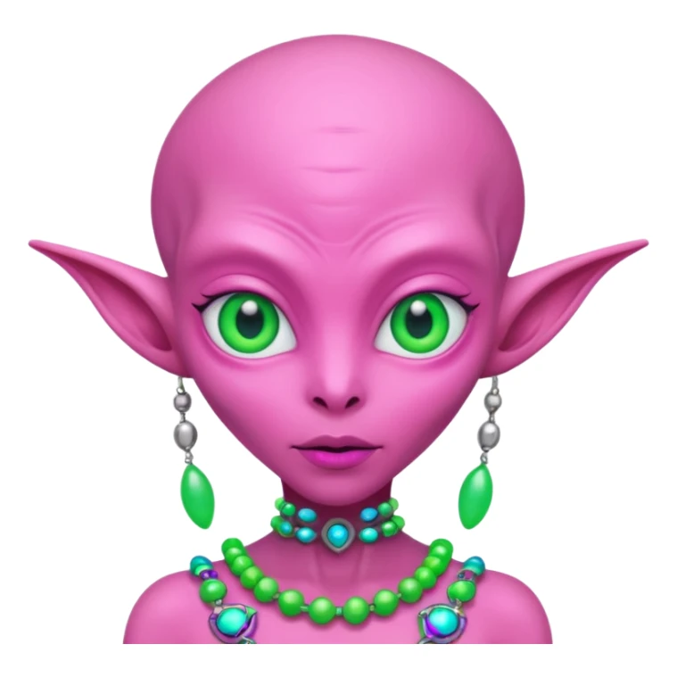 alien living in desert, pink colorful, accessories, just face  sticker