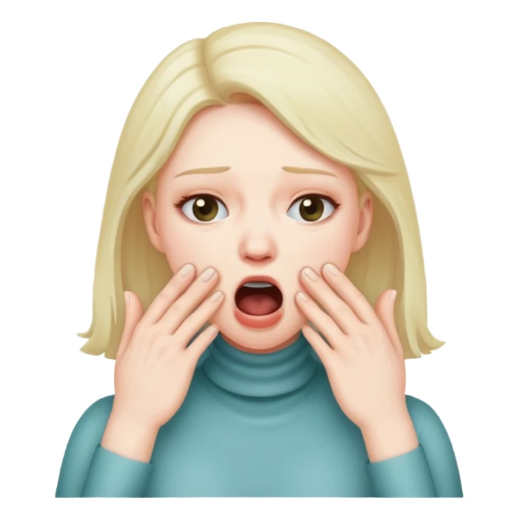 Woman pretending to gasp for air while holding her throat with two hands sticker