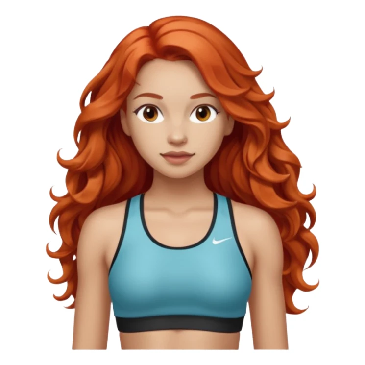 Athletic girl with long light red wavy hair and smaller boobs sticker