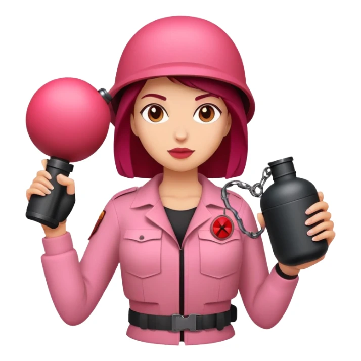 Woman bomb grenade pink red sticker
