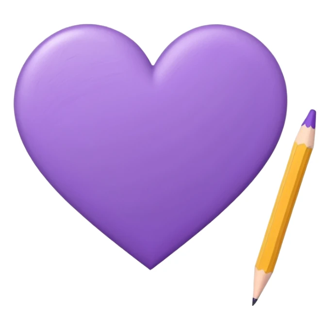 paper with empty Hand drawn purple heart contour  with pencil sticker