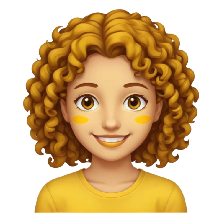 "- Nữ
- 20 tuổi
- Da vàng
- Tóc xoăn, nâu
- Mặt cười tươi
" sticker