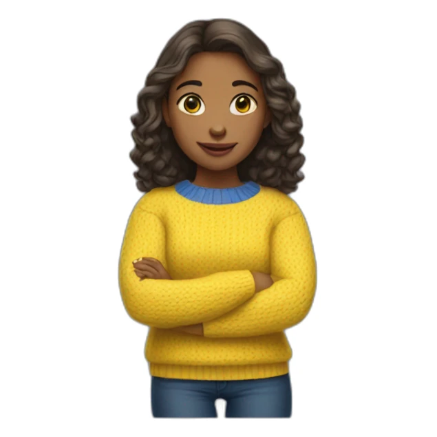 Girl in blue and yellow sweater sticker