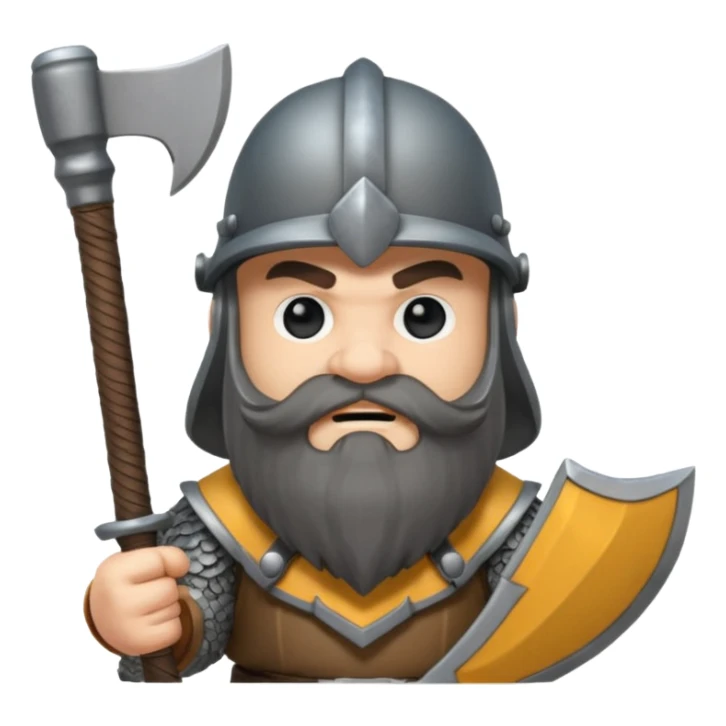 gimli the dwarf, dark beard, gray metal helmet, battle axe sticker