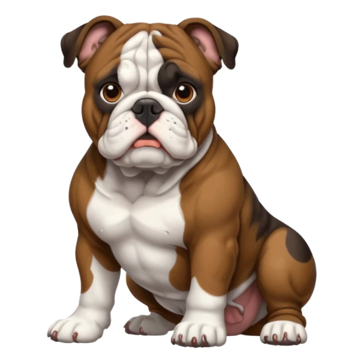 bulldog ingles atigrado cafe oscuro casi negro con blanco sticker
