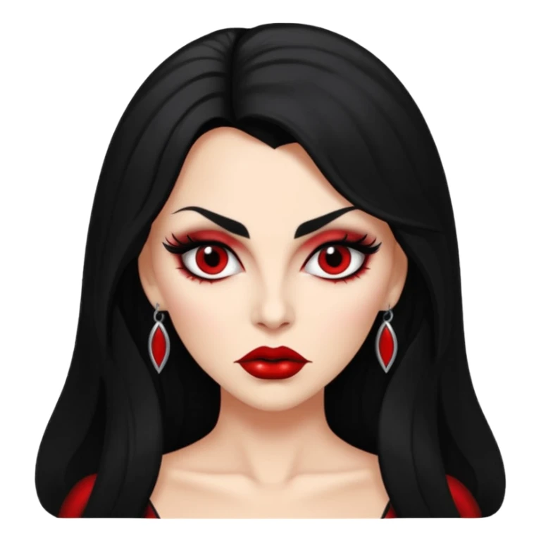 vampira parda sexy com cabelo preto longo e liso e franja e olhos pretos sticker