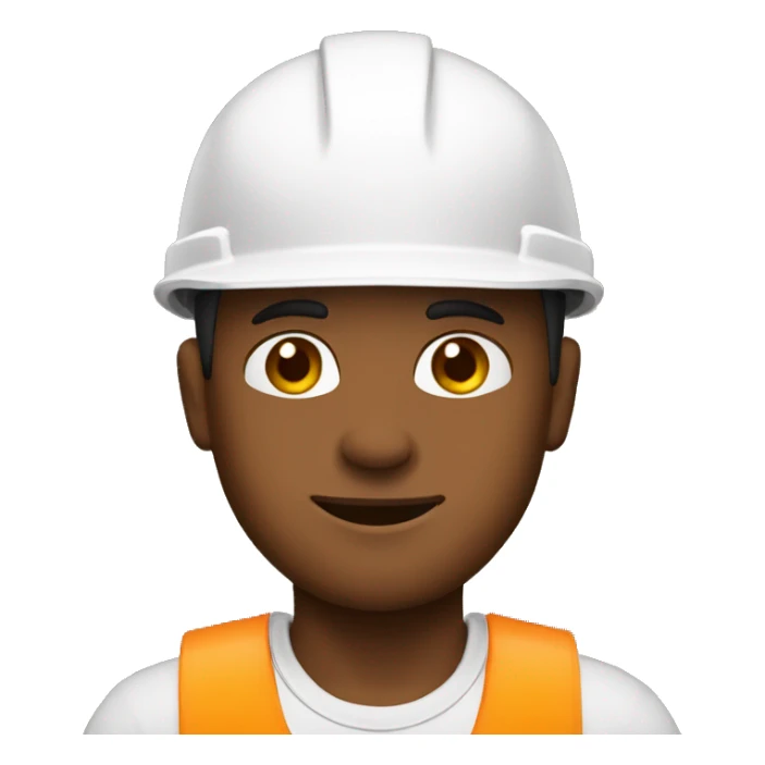 A braver man, brown skin, with a construction hat white sticker