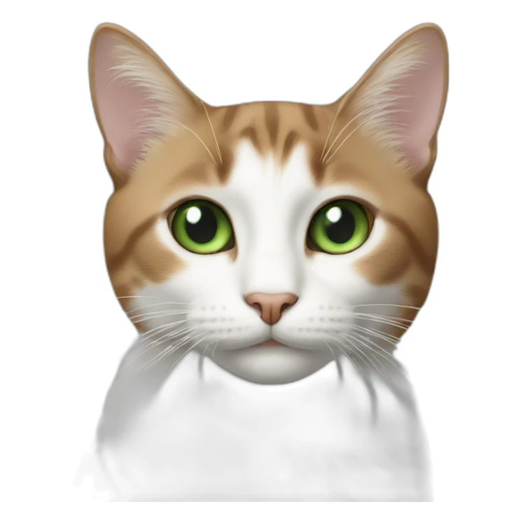 Cat brown White and black Green eyes sticker