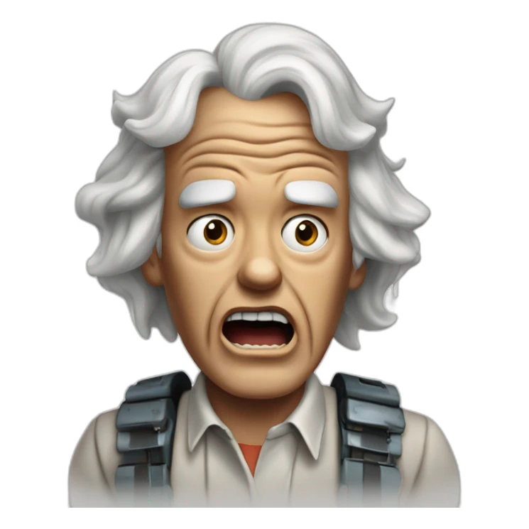 1955 Doc Brown from back to the future looking shocked and his mouth wide open. No eye-ware. sticker