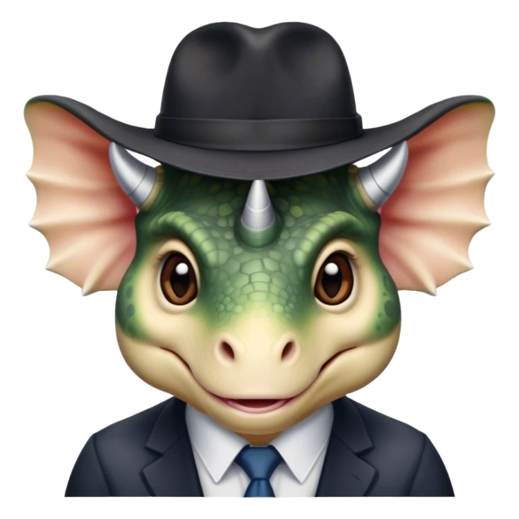 triceratops face with a dark office hat sticker