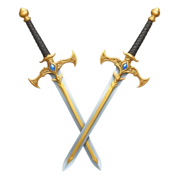 Two Golden royal swords with gold blades and gold handel sticker