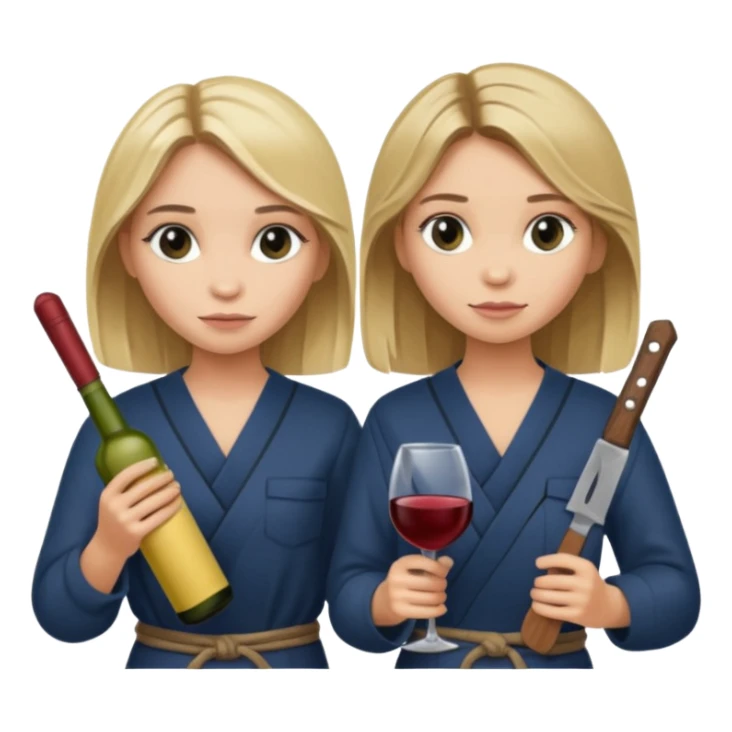 Marykate and Ashley holding wine and machete  sticker