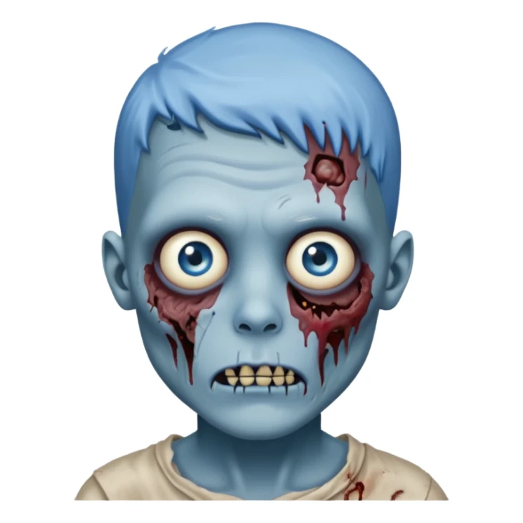 Zombie boy with blue face and blue eyes sticker