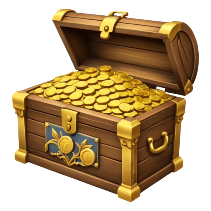 ["Wooden chest overflowing with gold coins."] sticker