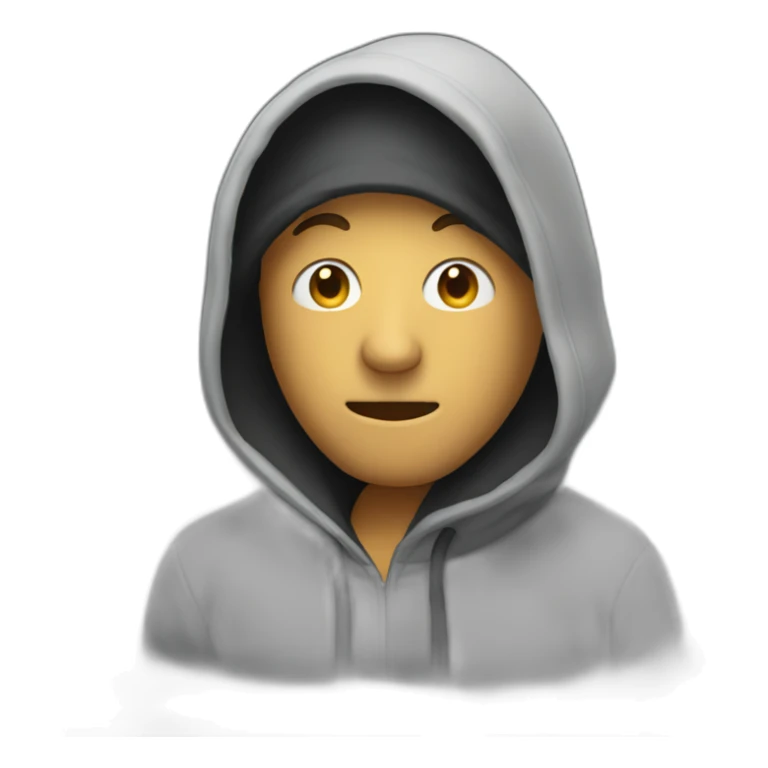 Man wearing a hood covering his face sticker