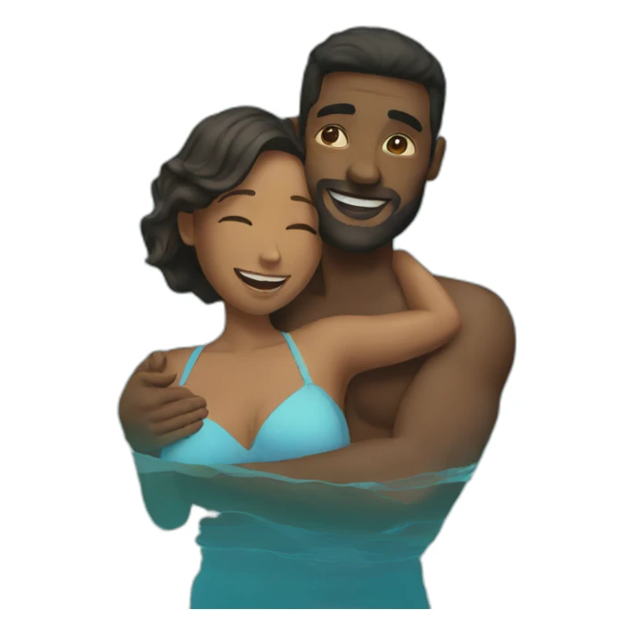 woman and man hugging in the pool sticker