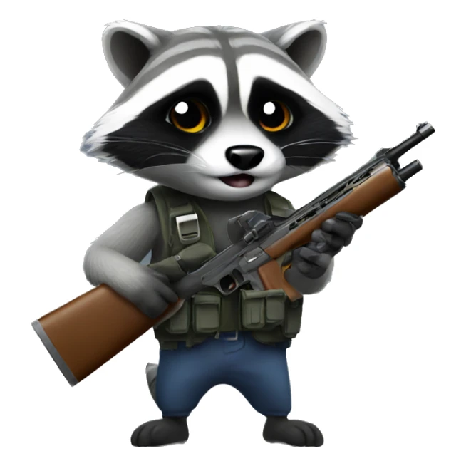 Raccoon holding a gun  sticker