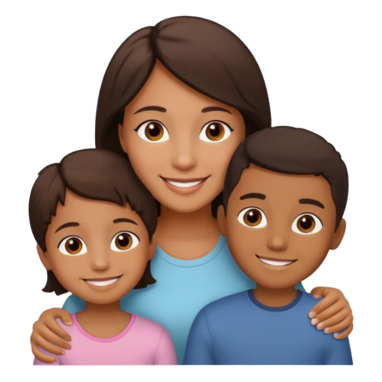 a young brown boy and a very little girl with their mother sticker
