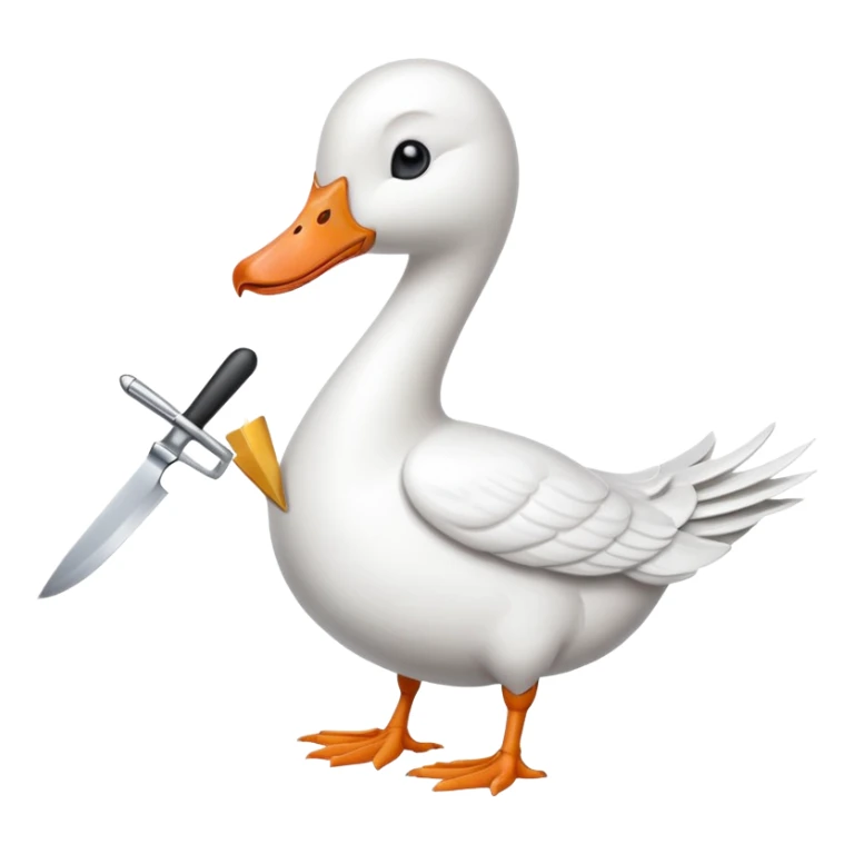 Duck holding knife but make it a white goose sticker