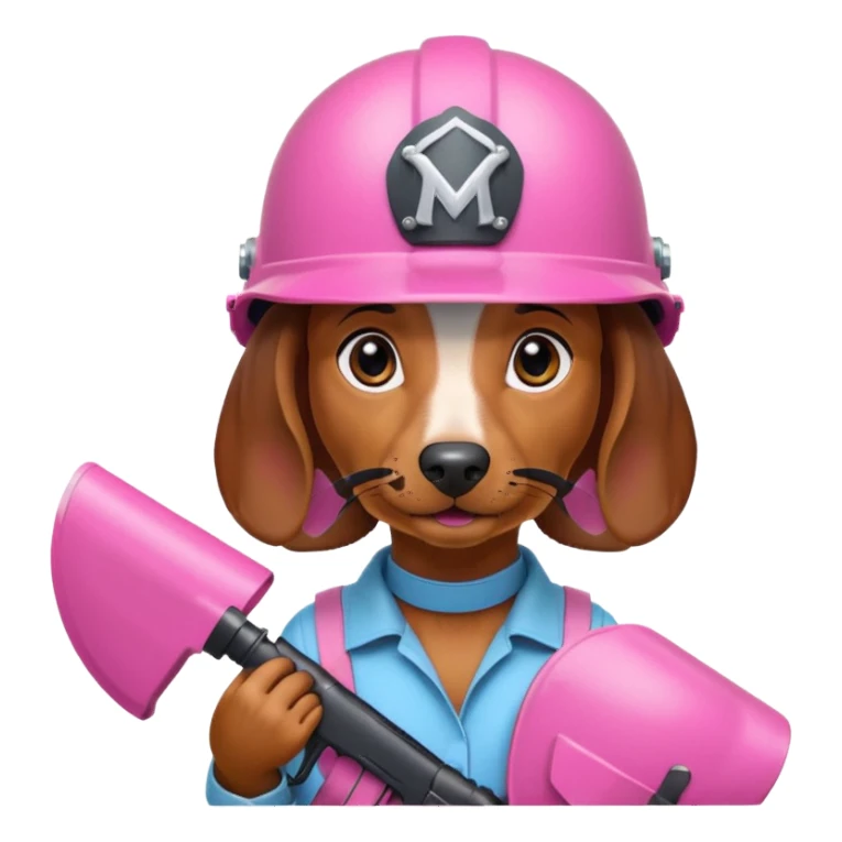 Dachshund dog (Girly one) holding pink m16 and helmet  sticker