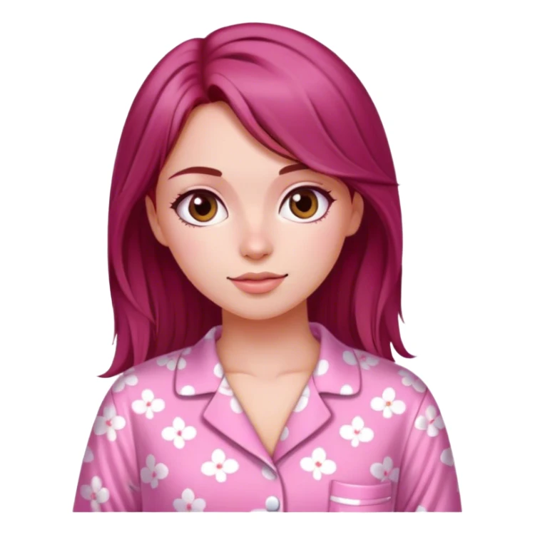 A beautiful, burgundy haired girl wearing pink pajamas sticker