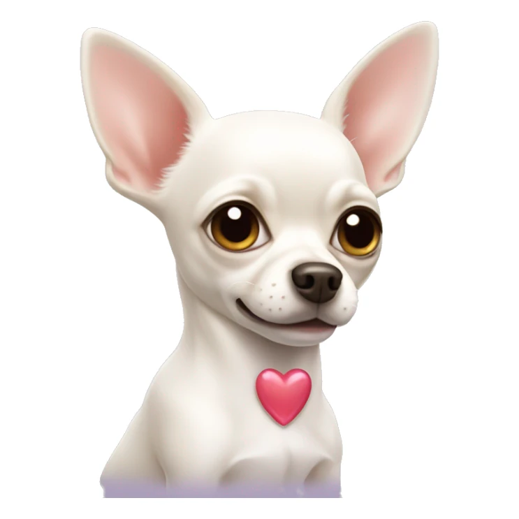 White Chihuahua with a heart sticker