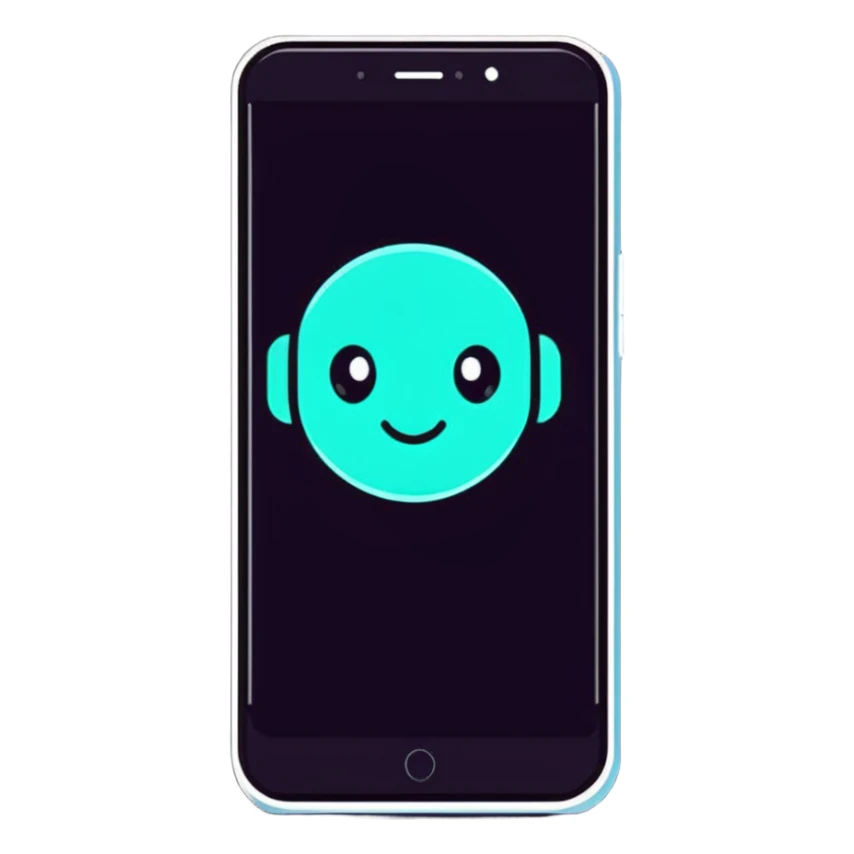 Advanced AI smartphone of the future with holographic projection, showing virtual assistant, mind-reading communication technology sticker