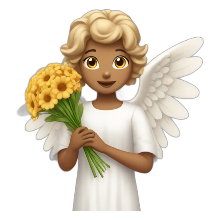 angel with bouquet of flowers sticker