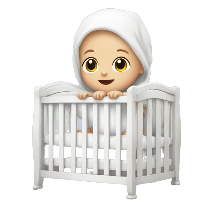 White baby in a white crib sticker