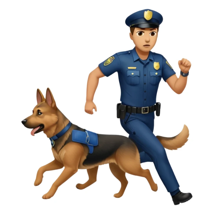 Police with dog is angry and police is running sticker