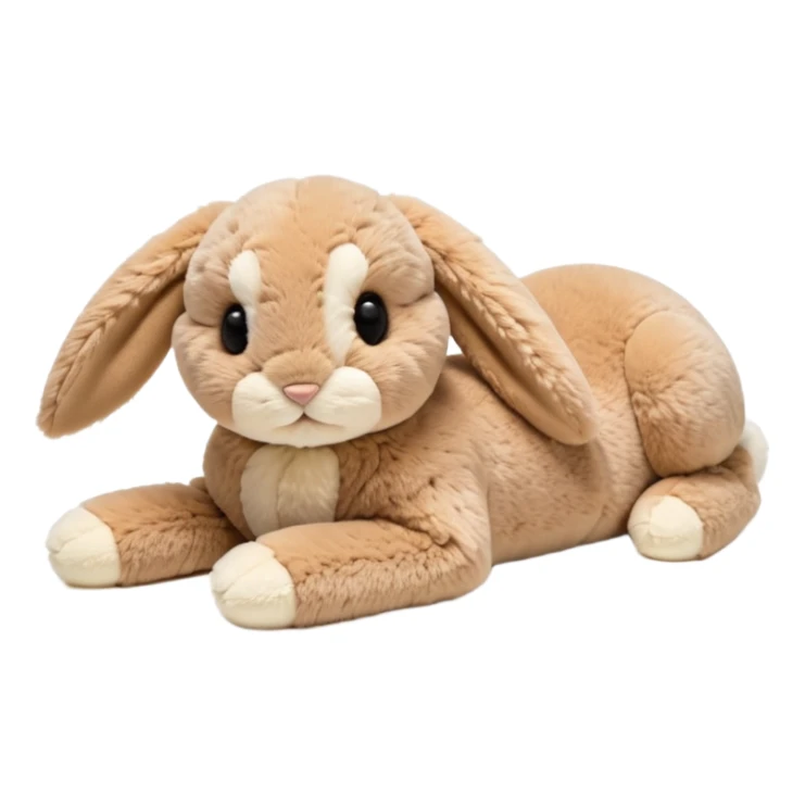 beige Jellycat Bashful Bunny plush, lying down with floppy ears, gentle expression sticker
